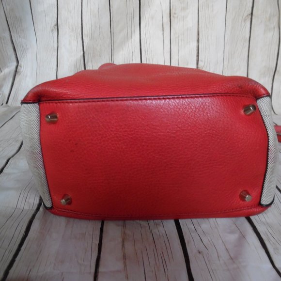 Burberry Medium Red Maidstone Check Calfskin Canvas Tote Crossbody Purse Bag - Picture 4 of 16